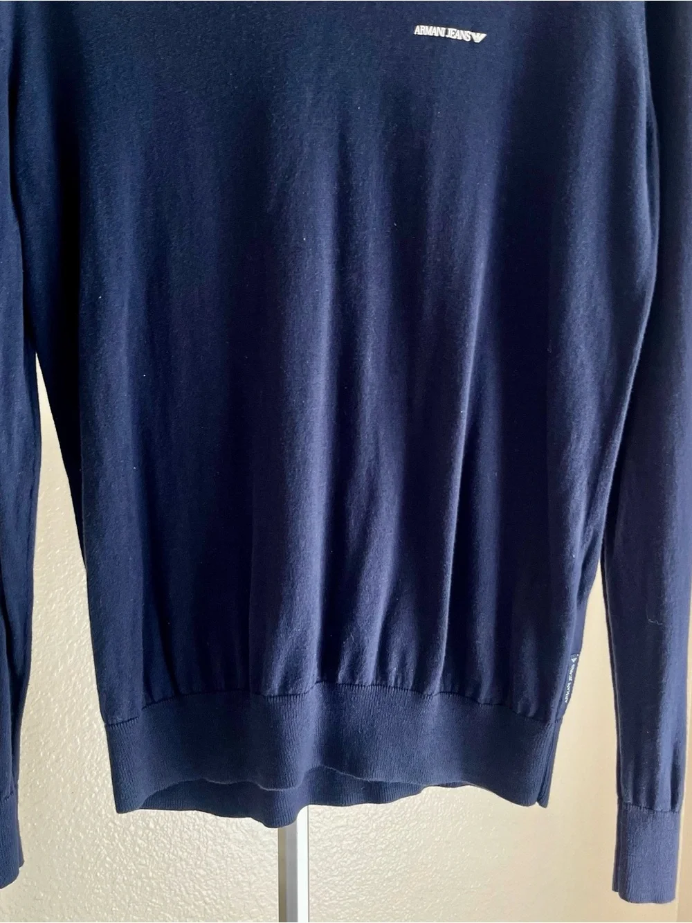 Armani Jeans Regular Fit V-Neck Sweater Navy Blue Size L